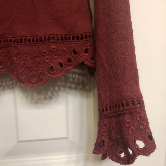 Storee Red Long-Sleeved Top with Detailing - Picture 6 of 8